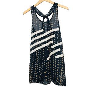 YA LOS ANGELES Silk Polka Dot Striped Tank Top Size Medium